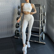 2024 Zipper Leopard Print Sport Gym Yoga Sets Women Sport Bdra Scrunch Pants Fitness Leggings Suits Workout Clothes for Women