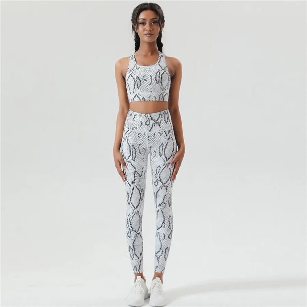 2024 Snake Skin Sport Set Women Gym Outfit Workout Clothes Sportswear Yoga Suit for Fitness Gym Leggings Set Active Wear 2023